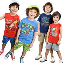 Kit 10 Peças de Roupa Infantil Menino 5 Conjuntos de Verão Sortido