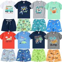 Kit 10 Peças de Roupa Infantil Menino 5 Conjuntos de Verão Sortido