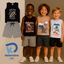 Kit 10 Peças de Roupas Infantil e Juvenil Menino - 5 Regatas + 5 Bermudas Kit 10 Peças de Roupas Infantil e Juvenil Menino - 5 Regatas + 5 Bermudas