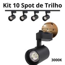 Kit 10 Peças de Spot de Trilho 10W Preto Cor 3000K Kit 10 Peças de Spot de Trilho 10W Preto Cor 3000K