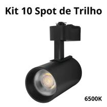 Kit 10 Peças de Spot de Trilho 10W Preto Cor 6500K Kit 10 Peças de Spot de Trilho 10W Preto Cor 6500K
