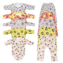 Kit 10 Peças Enxoval Bebê Body Manga Longa Mijão vira pé Estampado Meia Estação Kit 10 Peças Enxoval Bebê Body Manga Longa Mijão vira pé Estampado Meia Estação