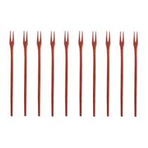 Kit 10 Peças Garfo Petisco Pequeno De Pau Madeira 16 Cm