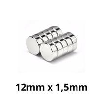 Kit 10 Peças Imã Neodímio Disco Magnético N35 12 x 1,5 mm Super Forte Potente Redondo