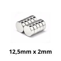 Kit 10 Peças Imã Neodímio Disco Magnético N35 12,5 x 2 mm Super Forte Potente Redondo