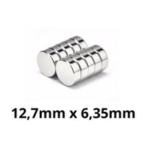 Kit 10 Peças Imã Neodímio Disco Magnético N35 12,7 x 6,35 mm Super Forte Potente Redondo