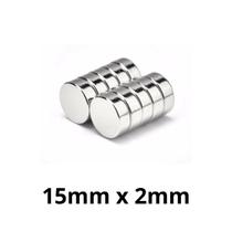Kit 10 Peças Imã Neodímio Disco Magnético N35 15 x 2 mm Super Forte Potente Redondo