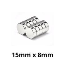Kit 10 Peças Imã Neodímio Disco Magnético N35 15 x 8 mm Super Forte Potente Redondo