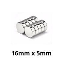 Kit 10 Peças Imã Neodímio Disco Magnético N35 16 x 5 mm Super Forte Potente Redondo