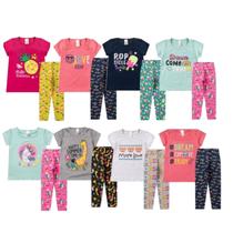 Kit 10 Peças Infantil Juvenil 1 a 16 Menina Camiseta e Legging