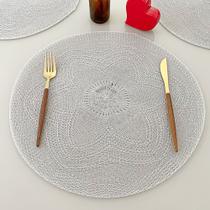 Kit 10 Peças Lugar Jogo Americano Redondo Flor Decorativo Sousplat Mesa Posta Cinza
