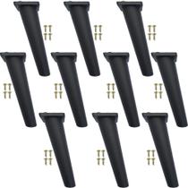 Kit 10 Peças - Pé Paris Preto Palito Retrô Para Móveis De 16cm Kit 10 Peças - Pé Paris Preto Palito Retrô Para Móveis De 16cm