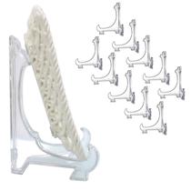 Kit 10 Peças Suporte P/ Pratos Acrílico Transparente 12,5cm Kit 10 Peças Suporte P/ Pratos Acrílico Transparente 12,5cm
