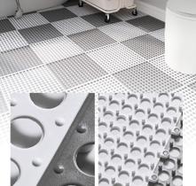 Kit 10 Peças Tapete Modular Superfície antiderrapante para box banheiro sauna vestiário 30x30 - FLEX