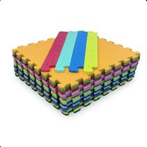 Kit 10 Peças Tatame Modular EVA 50x50cm 10mm Infantil Academia Piso Protetor Colorido Chão Tapete