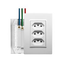 Kit 10 Peças - Tomada Tripla 4x2 20a Monobloco Vivaz Ilumi Cor Branco