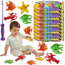 Kit 10 Pega Peixe Brinquedo De Pescaria Completo Colorido Para Festa Infantil