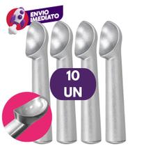Kit 10 Pegador Concha Colher Para Sorvete Açaí Alumínio Polido Profissional Sorveteria Sobremesa