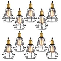 Kit 10 Pendente Aço Taschibra 40w Vintage 160 Preto Lustre