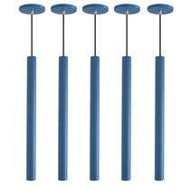 Kit 10 Pendente Luminária Tubo Azul 50 Cm