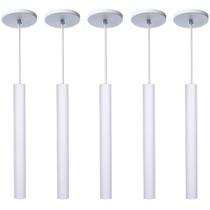 Kit 10 Pendente Luminária Tubo Branco 30 Cm