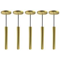 Kit 10 Pendente Luminária Tubo Dourado Escovado 30 Cm