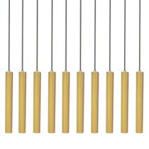 Kit 10 Pendente Luminária Tubo Dourado Fosco 30 Cm
