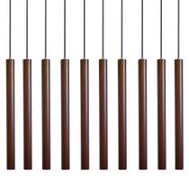 Kit 10 Pendente Luminária Tubo Marrom 50 Cm