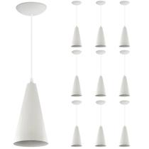 Kit 10 Pendentes Cone Lowcost Aluminio Decoracao Branco Kit 10 Pendentes Cone Lowcost Aluminio Decoracao Branco