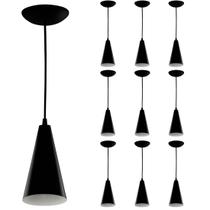 Kit 10 Pendentes Cone Lowcost Aluminio Decoracao Preto Kit 10 Pendentes Cone Lowcost Aluminio Decoracao Preto