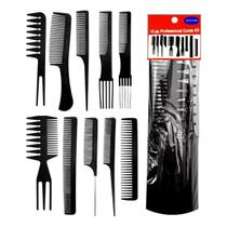 Kit 10 Pentes De Corte Cabeleireiro Barbeiro Profissional Suporta Calor