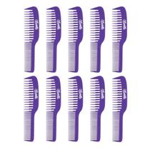 Kit 10 Pentes Plástico Dente Duplo Serrilhado Roxo Bonitta