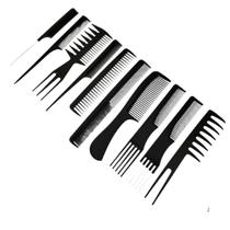 Kit 10 Pentes Profissional Cabeleireiro Pente Fino Garfo Salão Barbeiro para Corte