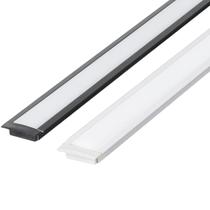 Kit 10 Perfil de Led Reforçado Embutir 24x7mm Barra 1m para Fita de Led Pasilux