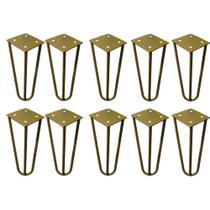 Kit 10 Pés de Metal 15 CM Hairpin Legs Mesas de Centro Puffs Dourado G41