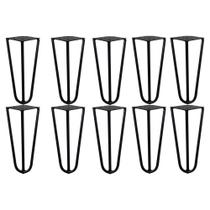 Kit 10 Pés de Metal 15 CM Hairpin Legs Mesas de Centro Puffs Preto G41