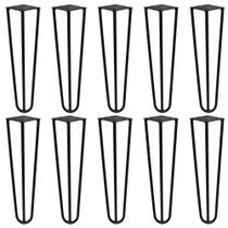 Kit 10 Pés de Metal 25 CM Hairpin Legs Mesas de Centro Puffs Preto G41