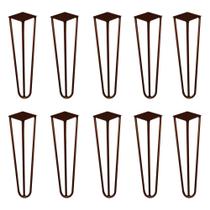 Kit 10 Pés de Metal 30 CM Hairpin Legs Mesa de Canto Rack e Puffs Bronze G41
