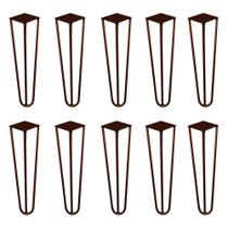Kit 10 Pés de Metal 30 CM Hairpin Legs Mesa de Canto Rack e Puffs Bronze G41