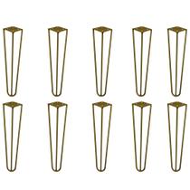Kit 10 Pés de Metal 30 CM Hairpin Legs Mesa de Canto Rack e Puffs Dourado G41