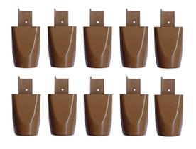 Kit 10 Pés Guarda Roupas Armários 7cm Marrom Mari Plástico