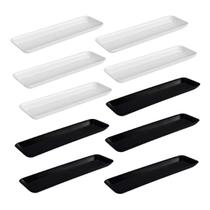 Kit 10 Petisqueiras Prato Porta Petisco Retangulares Grande Preto e Branco