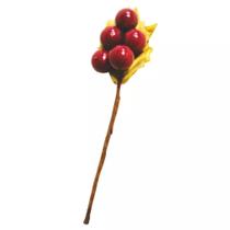 KIT 10 Picks Galho de Arvore Natal Decoração Frutas Enfeite de Arvore Natalino Galho Folha 13cm