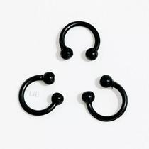 Kit 10 piercing ferradura bolinha 8mm preto acrílico orelha boca septo unissex Kit 10 piercing ferradura bolinha 8mm preto acrílico orelha boca septo unissex