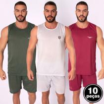 Kit 10 Pijamas Malha Masculino Liso Short e Regata Curto Verão Kit 10 Pijamas Malha Masculino Liso Short e Regata Curto Verão