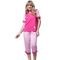 Kit 10 Pijamas Pescador Feminino Vekyo Modas Blusa Manga Curta e Calça Adulto Inverno Roupa de Dormir