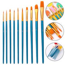Kit 10 Pincéis Artesanato Ponta Fina Redonda E Chato Pintura