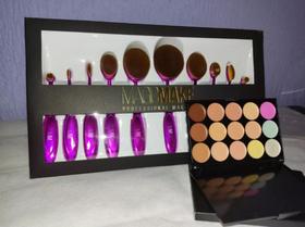 Kit 10 Pinceis + Paleta Maquiagem Profissional - Magicmake