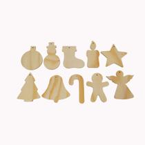 Kit 10 Pingentes Diversos Árvore De Natal Madeira Rústicos