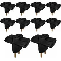 Kit 10 Pino Adaptador Benjamin 3 Saidas Preto 2x10A 1x20A Kit 10 Pino Adaptador Benjamin 3 Saidas Preto 2x10A 1x20A